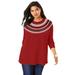 Plus Size Women's Fair Isle Pullover Sweater by Roaman's in Red Classic Fair Isle (Size 34/36)