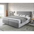 DELIFE Boxspringbett Dream-Well 180x200 cm Mikrofaser Grau mit Matratze und Topper, Boxspringbetten