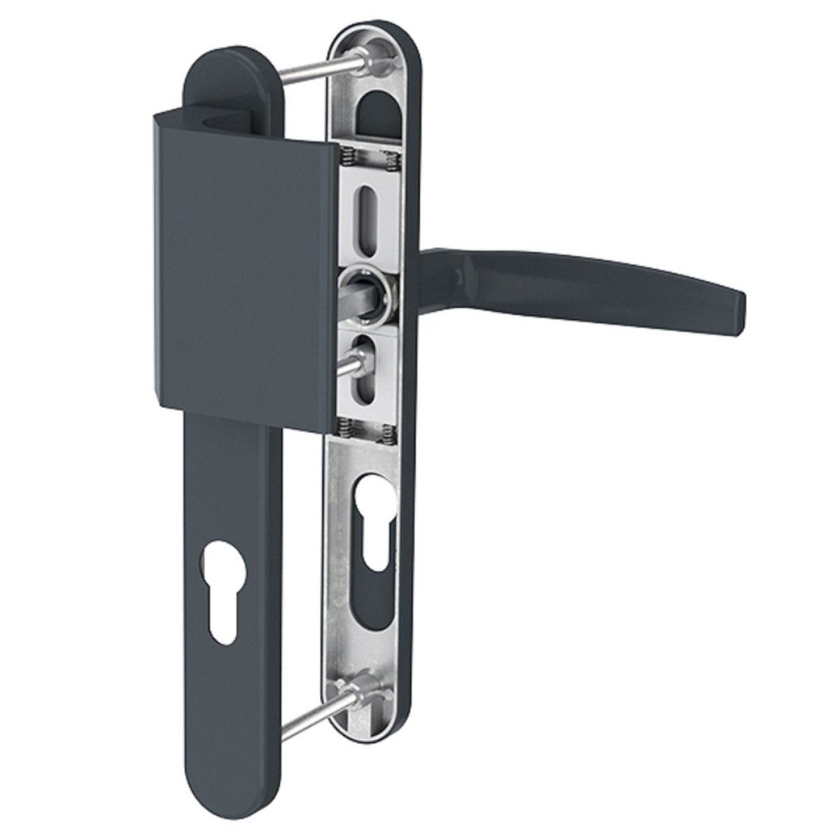 MS Beschläge Türdrücker 72mm Schmalrahmengarnitur Anthrazit Stossgriff/Drücker TS 87-102mm Image