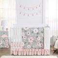 Sweet Jojo Designs Watercolor Floral 4 Piece Crib Bedding Set Polyester in Gray | Wayfair WatercolorFloral-GREY-Crib-4