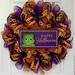 The Holiday Aisle® Happy Halloween Wreath w/ Monster Burlap/Deco Mesh, Wood in Black/Indigo/Orange | 24 H x 24 W x 6 D in | Wayfair