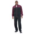 Men's Big & Tall Colorblock Velour Tracksuit by KingSize in Deep Burgundy Black (Size 5XL)