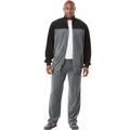 Men's Big & Tall Colorblock Velour Tracksuit by KingSize in Steel Black (Size 5XL)