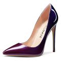 Castamere Women's Fashion High Heels Pointed Toe Pumps Slip-on Stilettos 4.7IN Heel Shoes Purple Navy Patent Pumps UK 8.5