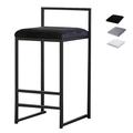 Bar Stools Soft Seat Bar Chairs Breakfast Kitchen Counter Chairs Black Metal Legs High Stools with Backrests & Footrests(42x39x90cm)