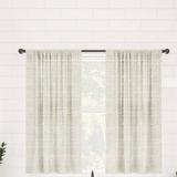 Clean Window Aya Textured Slub Stripe Linen Blend Sheer Rod Pocket Kitchen Curtain Tier Pair in White | 36 H x 52 W x 0.25 D in | Wayfair