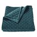 Charlton Home® Northumberland Solid Velvet Diamond Quilted Modern Contemporary 1 Piece Quilt Polyester/Polyfill/Microfiber in Green/Blue | Wayfair