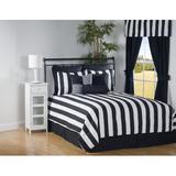Ebern Designs Allannah Stripe Comforter Set Polyester/Polyfill/Cotton in Black/White | California King Comforter + 2 Shams + 1 Bedskirt | Wayfair