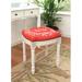One Allium Way® Billiot Coral Crown Linen Vanity Stool Linen/Wood/Upholstered in Red/White/Brown | 19 H x 16 W x 15 D in | Wayfair