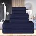 AllModern Alon Cotton Highly Absorbent 6-Piece Solid & Checkered Border Towel Set 100% Cotton in Blue | 27 W in | Wayfair