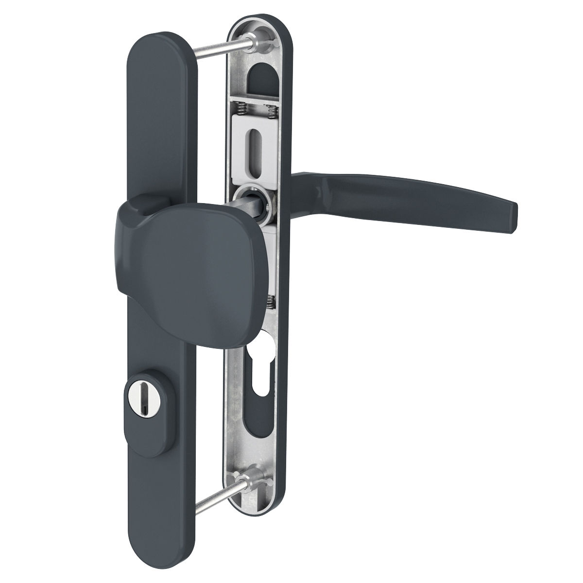 MS Beschläge Schmalrahmengarnitur 92mm Anthrazit Kernziehschutz PZ Knopf/Drücker TS 71-86mm Image