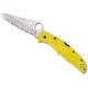 Spyderco Pacific Salt 2 Folding Knife 3.78in H1 Steel Drop Point Blade Fully Serrated Yellow FRN Handle C91SYL2