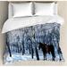 East Urban Home Equestrian Horse Between Trees in Winter Forest Frozen Woods Icy Land Nature Picture Duvet Cover Set Microfiber | King | Wayfair