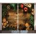 The Holiday Aisle® Isobel Christmas Decorations Gingerbread Man Gift Box Pine Cinnamon Dessert on Rustic Wood Theme Graphic Print | 96 H in | Wayfair