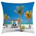 East Urban Home Beach Beds Among Palm Trees Indoor/Outdoor 26" Throw Pillow Cover Polyester | 26 H x 26 W x 0.1 D in | Wayfair