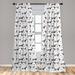 East Urban Home Dog Lover 2 Panel Curtain Set, Abstract Hand Drawn Dachshund Puppy Silhouettes w/ Playthings Dotted Design | 63 H in | Wayfair