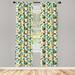 East Urban Home Banana Leaf 2 Panel Curtain Set, Exotic Nature Of Caribbean Islands Pattern w/ Fresh Coconut Pineapple Fruits | 84 H in | Wayfair