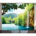 East Urban Home Waterfall Croatian Lake Landscape in Forest w/ Mountain View Background Artwork Graphic Print | 90 H in | Wayfair EABN8109 39454617