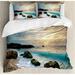 East Urban Home Ocean Seascape Composition of Nature Rocks Waves Cloudy Sky Rising Sun Beach Photo Duvet Cover Set Microfiber | Queen | Wayfair