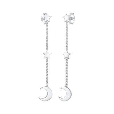 Elli - Ohrhänger Stern Halbmond Astro Trend 925 Silber Ohrringe 1 ct Damen