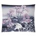 World Menagerie Mt. Fuji Through the Cherry Blossoms Tapestry Polyester in Gray/Pink | 27.5 H x 107.5 W in | Wayfair