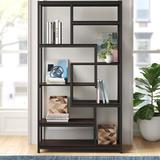 Mercury Row® Amezcua 70.87" H x 39.37" W Steel Geometric Bookcase in Black/Brown | 70.86 H x 39.37 W x 11.81 D in | Wayfair