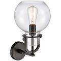 Newton 14" High Matte Black Globe Glass Wall Sconce