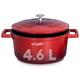 Non-Stick Casserole dishes with lids oven proof -24cm -4.6L Cast Aluminium oven dish, Stainless Steel Base- Induction - Lighter than cast Iron (RED)