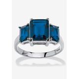 Women's Sterling Silver 3 Square Simulated Birthstone Ring by PalmBeach Jewelry in September (Size 9)