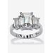 Women's Sterling Silver 3 Square Simulated Birthstone Ring by PalmBeach Jewelry in April (Size 6)