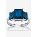 Women's Sterling Silver 3 Square Simulated Birthstone Ring by PalmBeach Jewelry in September (Size 10)