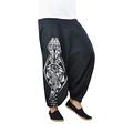 virblatt - Harem trousers for men and women, 100% cotton, yoga trousers, pump trousers, Aladdin trousers, goa trousers, hippie trousers, boho trousers - Black - S-M