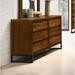 Foundry Select Charlize 6 Drawer 60.25" W Solid Wood Double Dresser Wood in Brown | 32.75 H x 60.25 W x 17.5 D in | Wayfair