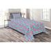 East Urban Home Vibrant Pink/Sky Blue Microfiber Coverlet/Bedspread Set Microfiber in Blue/Pink/Yellow | Twin Bedspread + 1 Sham | Wayfair