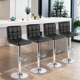 Latitude Run® Swivel Adjustable Height Bar Stool Upholstered/Leather/Metal in Black | 17 W x 16 D in | Wayfair 3AE953984B0743C5885ABF22875F87F0