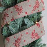 Northlight Seasonal Red & Beige Christmas Tree Wired Craft Ribbon 2.5" x 10 Yards Fabric in Brown | 2.5 H x 2.5 W x 360 D in | Wayfair 32621167