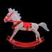 Northlight Seasonal 36" White & Red Light Glistening Rocking Horse Christmas Yard Art Decor Polyester in Brown/Red | 36 H x 7 W x 30 D in | Wayfair