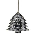 Northlight Seasonal 4.25 Black & White Plaid Tree w/ Reindeer Christmas Ornament Wood in Black/Brown | 4 H x 4.25 W x 0.25 D in | Wayfair