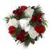 Northlight Seasonal Peony & Amaryllis Twig Artificial Floral Wreath Red 24-Inch, Polyester in Green/Red | 24 H x 24 W x 5 D in | Wayfair