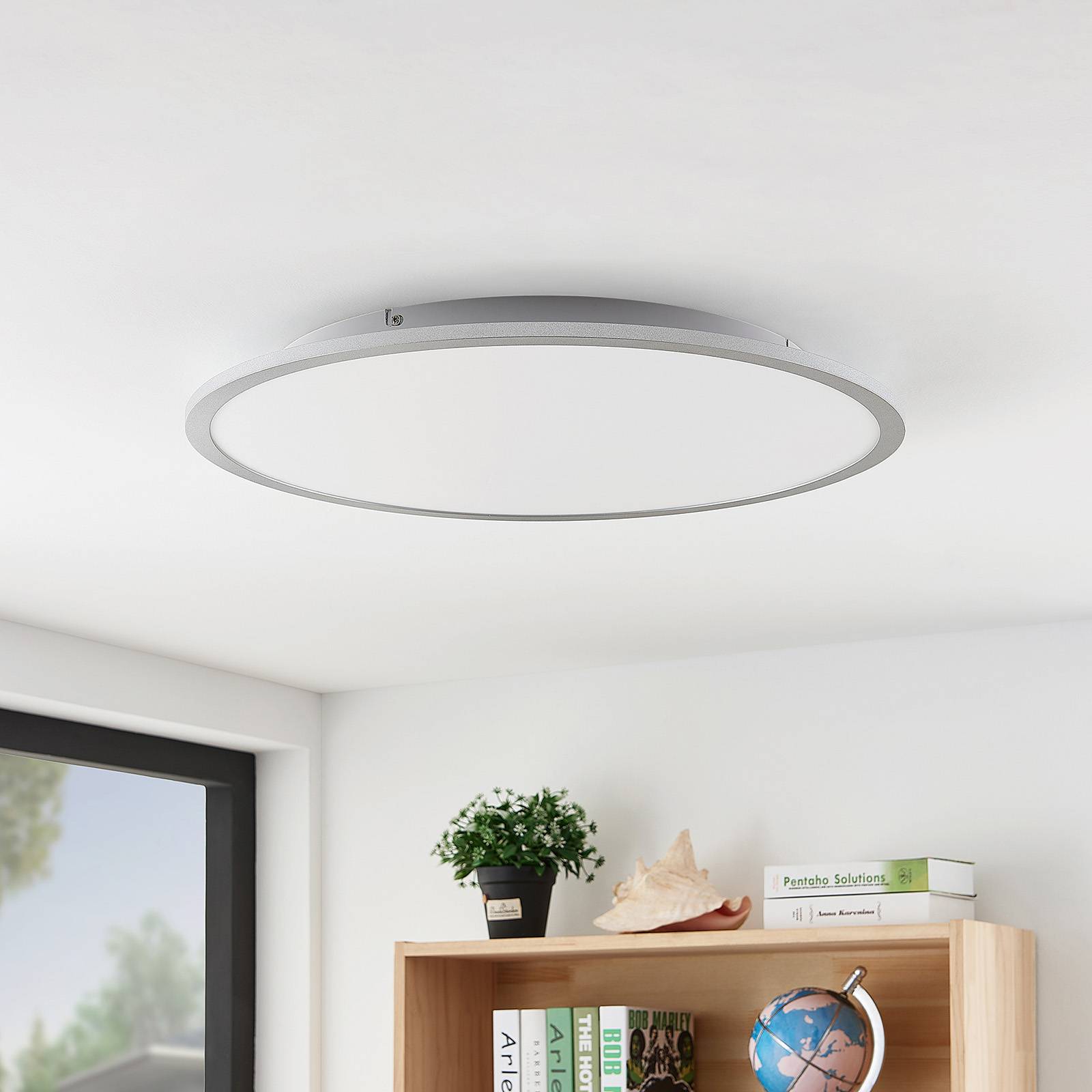 LED Deckenlampe Narima Lindby, alu / grau / zink, für Küche, Kunststoff, Modern, LED Deckenleuchte