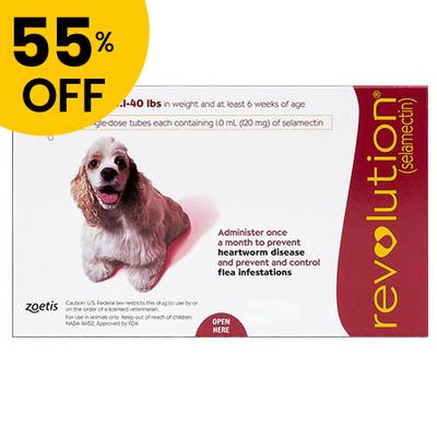 55% Off Revolution Medium Dogs 20.1-40lbs (Red) 3 Doses