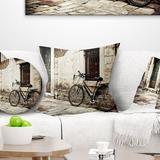 East Urban Home Landscape Photo Bicycle w/ Shopping Bag Throw Pillow Polyester/Polyfill blend | 16 H x 16 W x 5 D in | Wayfair