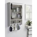 August Grove® Zofia Farmhouse Wood Cabinet Wall Storage Organizer w/ Key Hooks Wood/Solid Wood in Gray/White | 23 H x 15 W x 5.5 D in | Wayfair