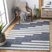 Blue/Navy 108 x 0.2 in Area Rug - Mercury Row® Alexio Striped Handwoven Wool/Navy Area Rug Cotton/Wool | 108 W x 0.2 D in | Wayfair