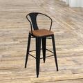 Trent Austin Design® Nesbit Solid Wood Counter & Bar Stool Wood/Metal in Black | 43 H x 20.5 W x 22.5 D in | Wayfair TADN8650 36854915