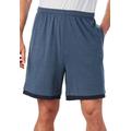 Men's Big & Tall Layered Look Lightweight Jersey Shorts by KingSize in Heather Slate Blue (Size 4XL)