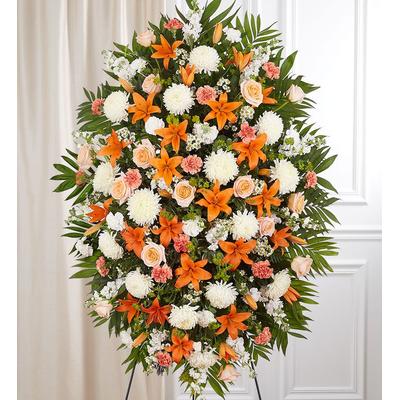 1-800-Flowers Flower Delivery Peach Orange & White Sympathy Standing Spray Xl | Happiness Delivered To Their Door