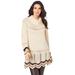 Plus Size Women's Chevron Border Sweater by Roaman's in Oatmeal Stripe (Size 1X)