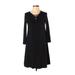 Old Navy Casual Dress - A-Line Tie Neck 3/4 Sleeve: Black Solid Dresses - Women's Size X-Small