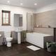 ESSENTIALS Bathroom Suite Close Coupled Toilet Basin Pedestal Single Ended Bath White 1700